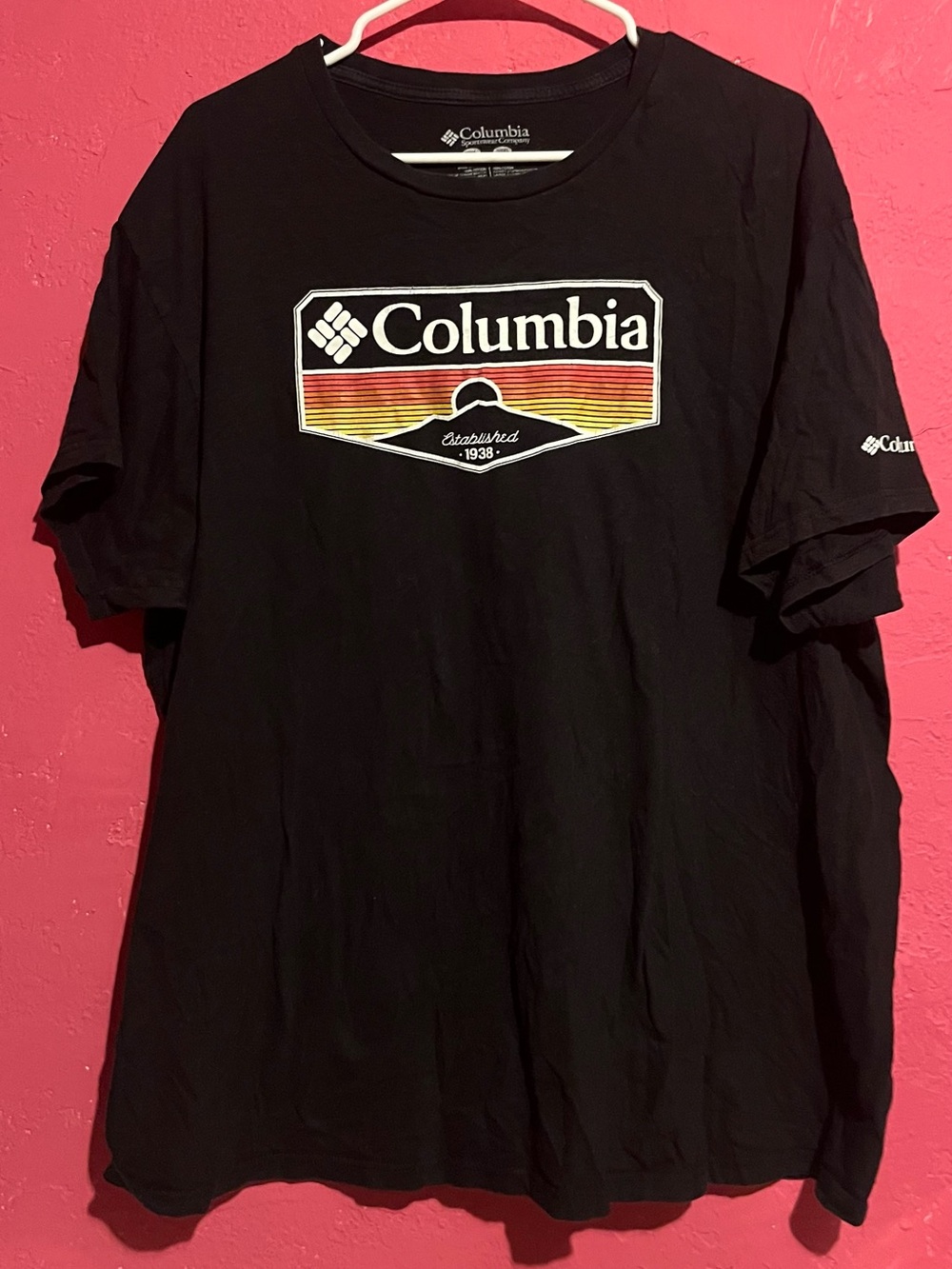 Columbia Black Short-Sleeve Tee with Sunset Stripe Logo